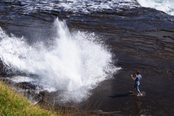 The blowhole at Muriwai catches the unwary